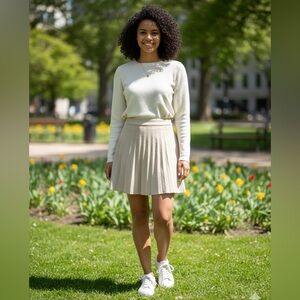 cupcakes & cashmere Size 6 Cream A-Line Skirt